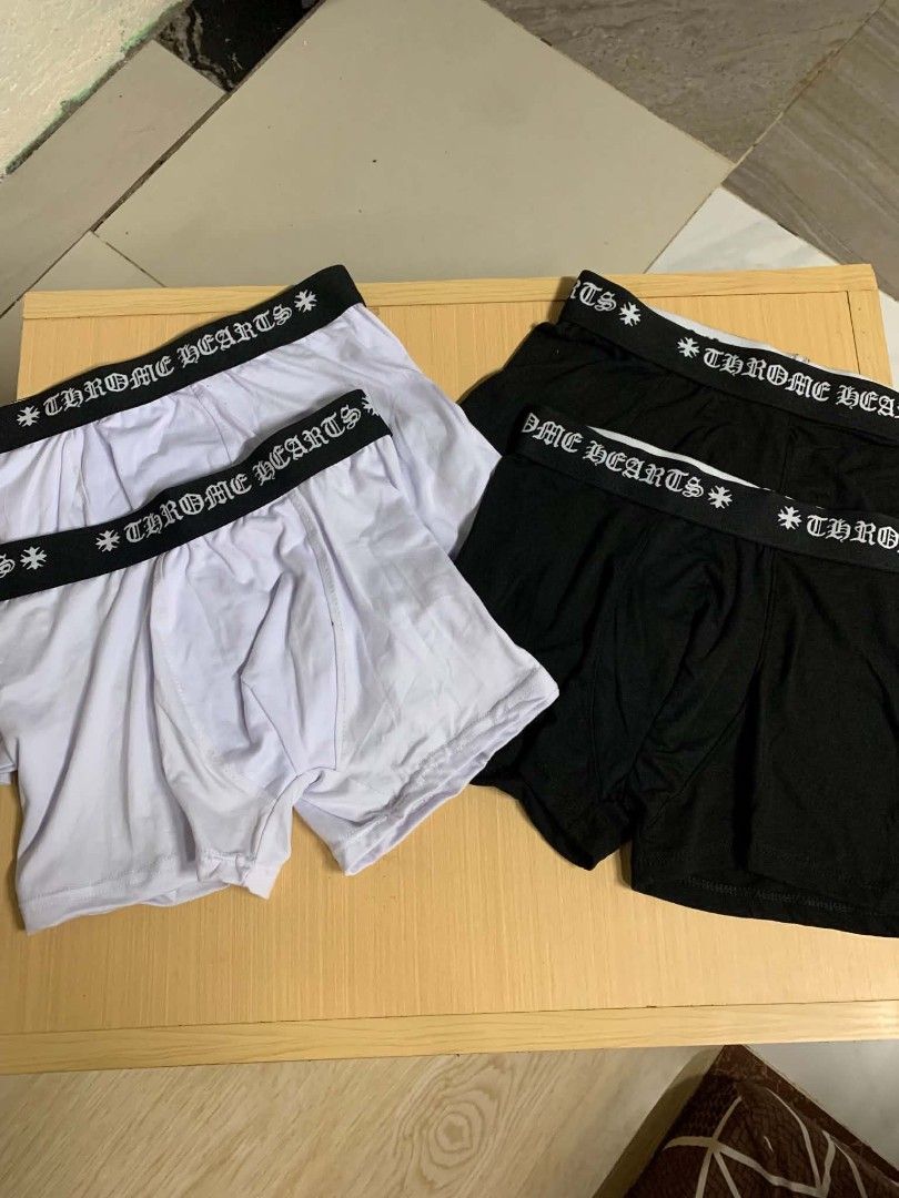Supreme, Chrome Hearts, Calvin Klein Boxer Briefs Bundle (Category: Underwear) located in Rizal. Submitted by isle.haven.thrifts (Listing ID 1471067543, Image 2). Description: - Designer bundle: Supreme, Chrome Hearts, and Calvin Klein styles - Colors: Classic black and white colorways - Comfort: Soft, breathable fabric blend for everyday wear - Waistband: Stylish branded elastic waistbands - Value: Multiple assorted pairs included in one bundle.