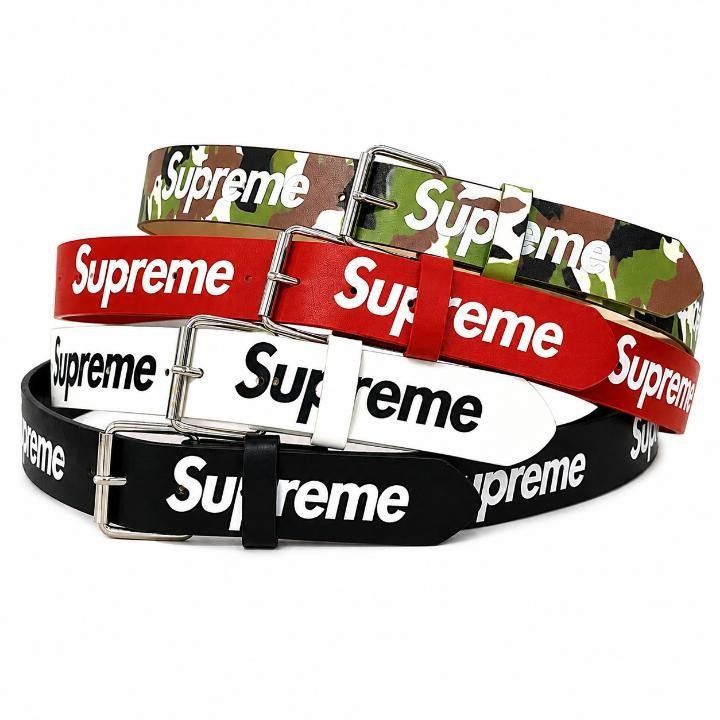 Supreme Logo Leather Belt - Multiple Colours (Category: Belts) located in Manila. Submitted by yvl.mnl (Listing ID 1470971017, Image 1). Description: SUPR*ME BELT ALL COLORWAYS AVAILABLE CAN DO MEETS AND JNT @yvl.mnl on IG.