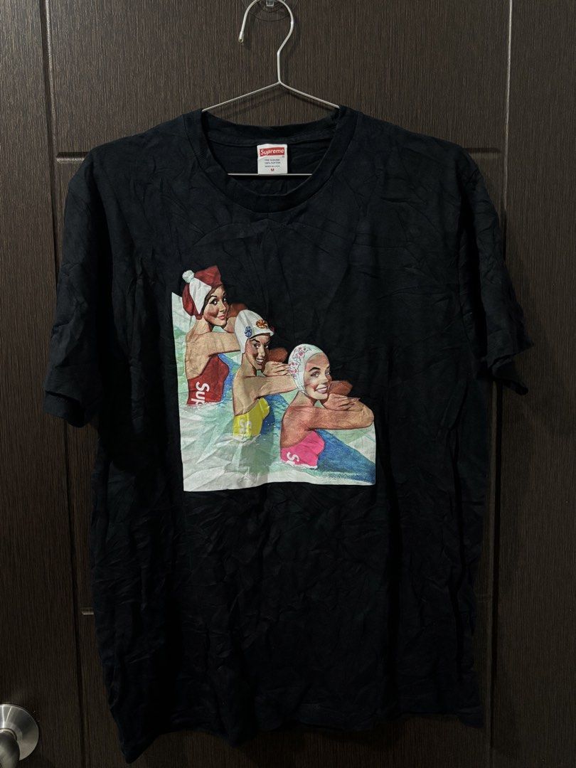 Supreme SS18 Swimmers Black Shirt (Category: Activewear) located in Naga. Submitted by unknwnstreetwear (Listing ID 1471087629, Image 1). Description: NO ISSUE SIZE M ON TAG WIDTH-20 INCHES LENGTH-28 INCHES.