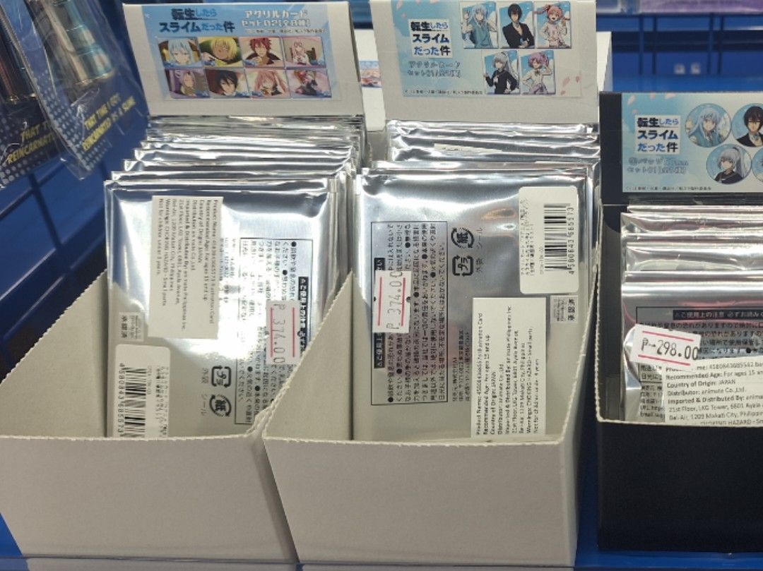 That Time I Got Reincarnated as a Slime Blind Pack (Category: Designer & Blind Box Toys) located in Santa Cruz. Submitted by majaful1997 (Listing ID 1471100208, Image 1). Description: That Time I Got Reincarnated as a Slime / Tensura Acrylic Card blind packs - Will be bought from Animate Manila - Price is: SRP + Pasabuy fee -See 2nd pic for SRP - Stated price is per piece.