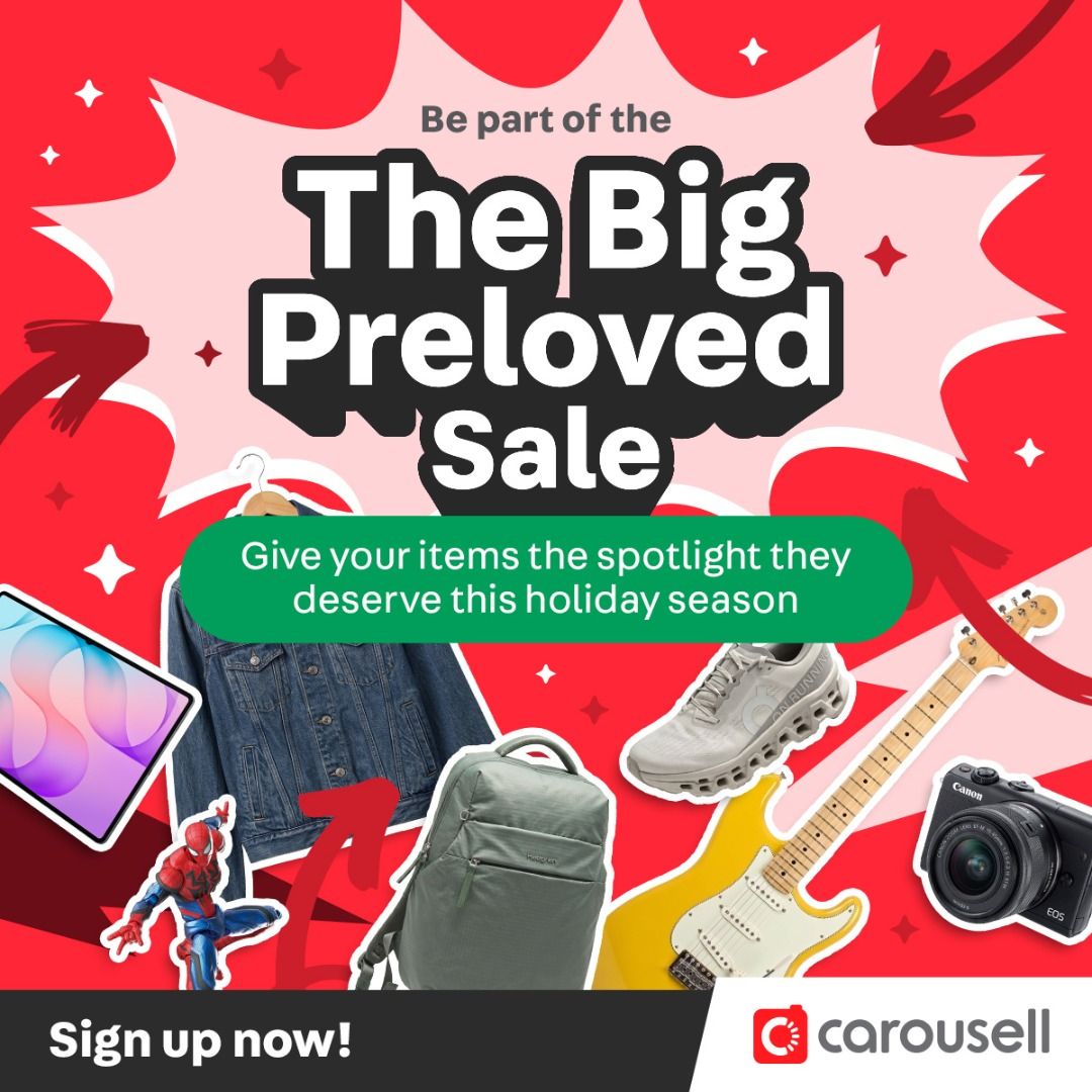 The Big Preloved Sale 🎉 (Category: Announcements) located in Manila. Submitted by carousellph_community (Listing ID 1470973248, Image 1). Description: Make the most of the holiday shopping season with The Big Preloved Sale, happening November 9 to December 10, 2026! Give your preloved items more opportunities to be discovered by buyers looking for great finds and value-for-money deals this season. ✨ Why join the campaign? • Get more visibility a