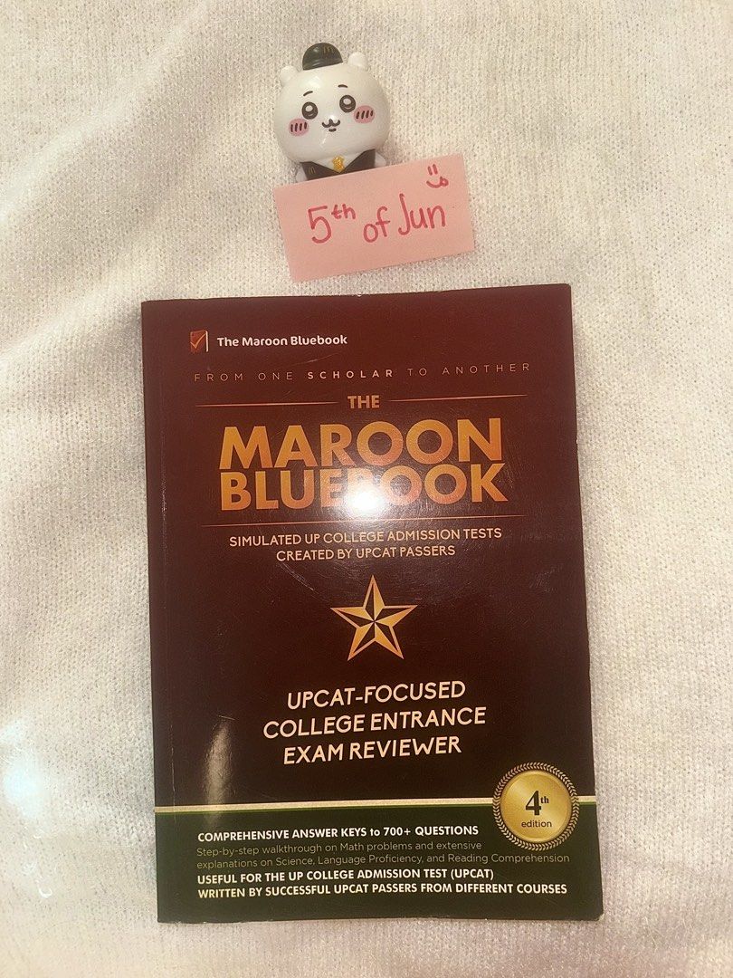 The Maroon Bluebook 4th Edition (Category: Textbooks) located in Tagkawayan. Submitted by 5thofjun (Listing ID 1471014643, Image 1). Description: The Maroon BlueBook 4th Edition condition: - only pages 56-64 has encircled answers the rest of the book does not have na - some of the answer key pages have highlights MOP: gcash, maribank, or maya shipping: j&t or LBC buyer shoulders the shipping fee .