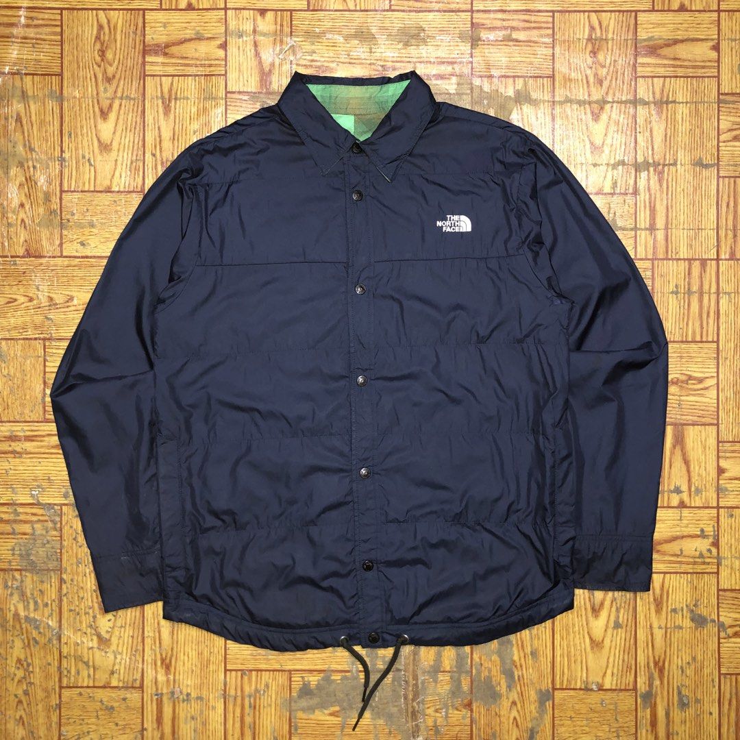 The North Face Reversible Insulated Jacket Plaid Snap Front Coat (Category: Coats, Jackets and Outerwear) located in Dasmarinas. Submitted by corenyxmessy_3rd_account (Listing ID 1470955146, Image 1). Description: width - 22.5 length- 29.5.