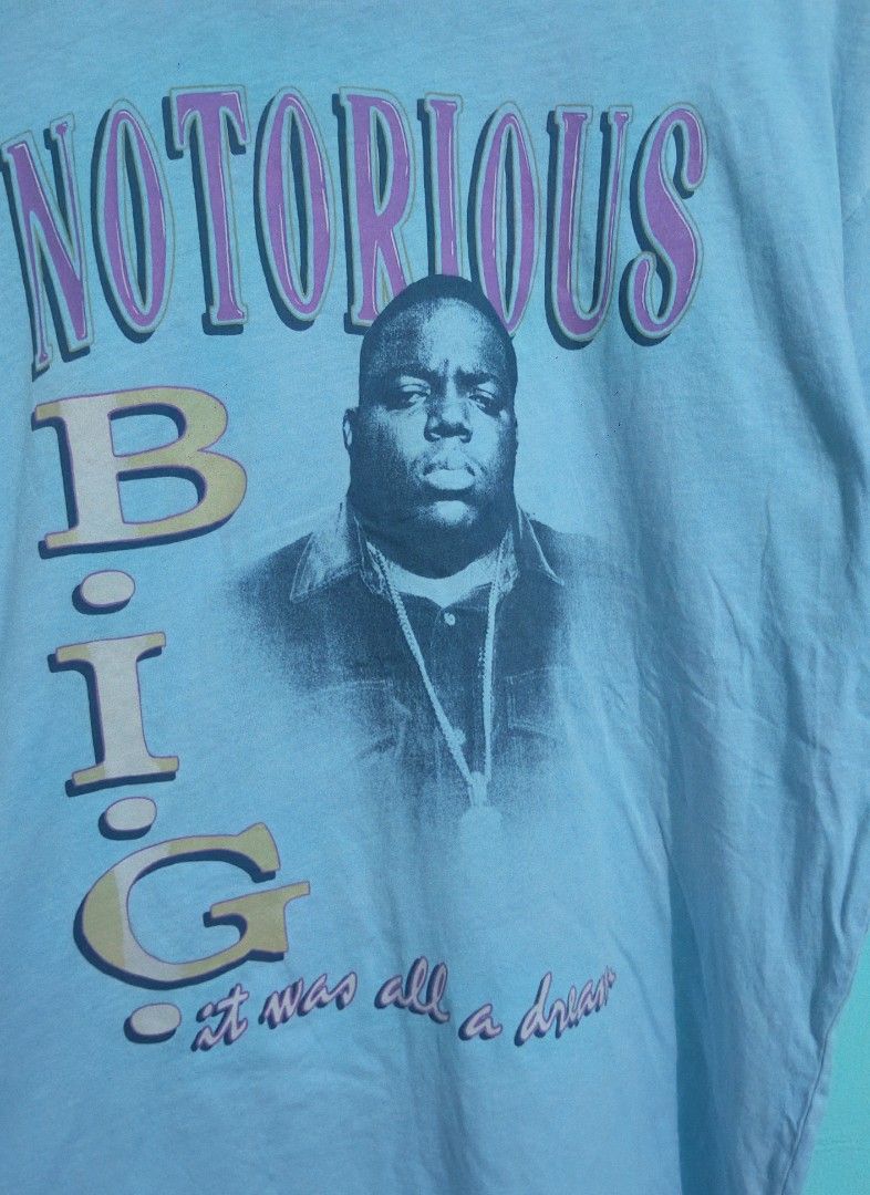 The Notorious B.I.G. (American Eagle) (Category: Tshirts & Polo Shirts ) located in Taguig. Submitted by thriftedminds (Listing ID 1470977116, Image 2). Description: Item: The Notorious B.I.G. (It was all a dream)🔥 ‎Size: OPT American Eagle (AE Band Tee) (XS/S) ‎Width: 21 ‎Length: 28.5 ‎Condition: Excellent ‎Issue: Tiny pinhole on neckline for hangtags DM to purchase 📩.