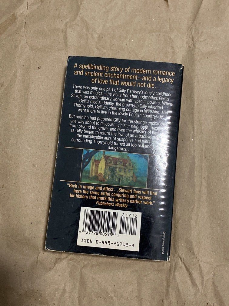 Thornyhold by Mary Stewart (Category: Storybooks) located in Manila. Submitted by happyoldyear_ (Listing ID 1471079575, Image 3). Description: signs of shelf wear with plastic cover but not taped to the book all pages intact.