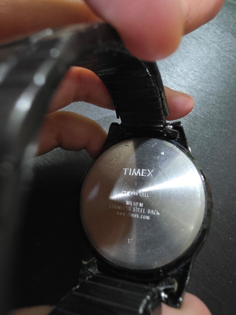 Timex Watch (Category: Luxury Watches) located in Iloilo. Submitted by floresse (Listing ID 1471073322, Image 3). Description: TW2P61600 - Authentic Timex Fieldstone Way Men's Watch Gunmetal / Black ion-plated stainless steel case and matching link Textured black dial featuring bold white Arabic numerals (1–12), a minute track with red accent markers, a date window positioned at the 3 o'clock mark, and red-tipped hands..