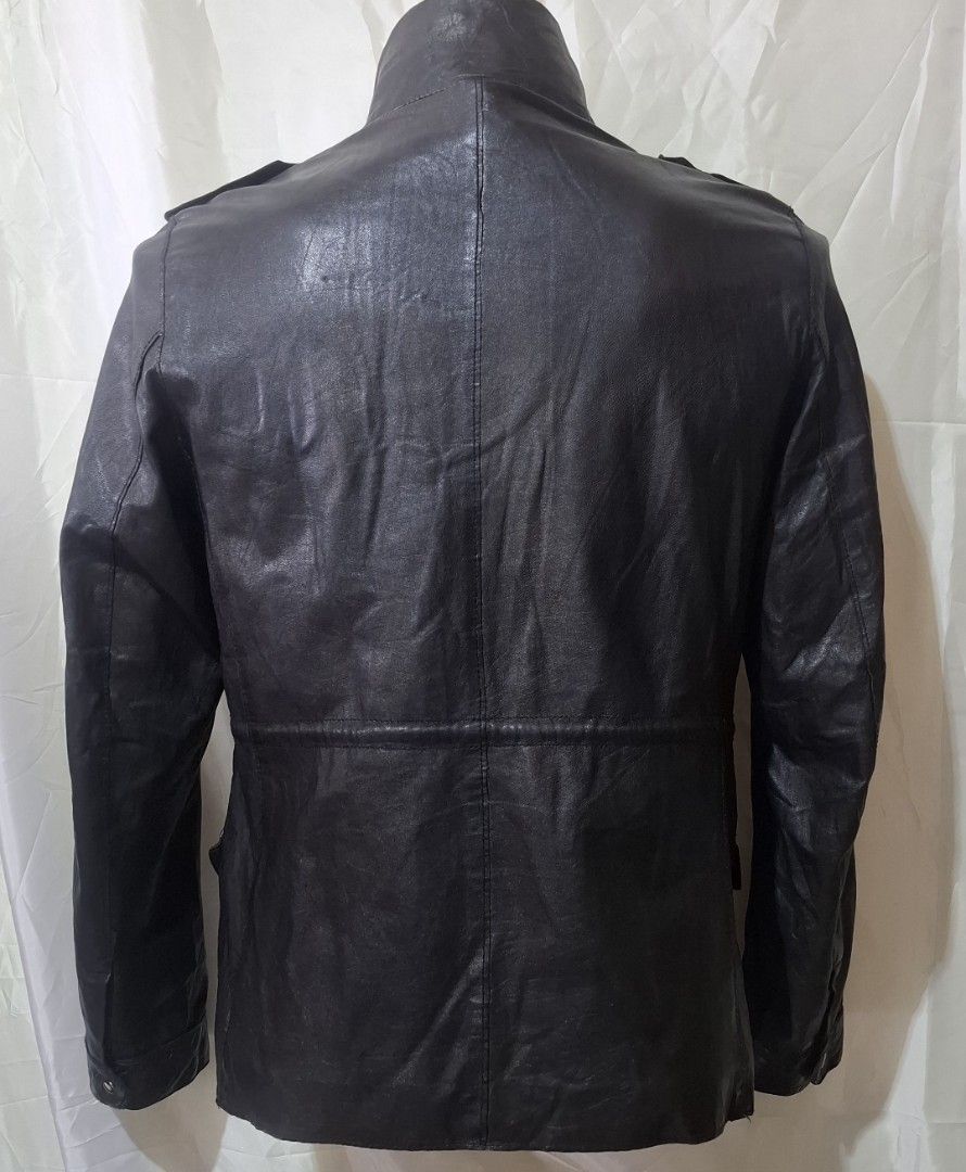 Tough Jeansmith field leather jacket (Category: Coats, Jackets and Outerwear) located in Baguio. Submitted by thriftrot (Listing ID 1471009557, Image 2). Description: Tough Jeansmith field jacket Lamb leather In very good condition No issue Small Dimes on photos With detachable liner Loc: baguio Add shipping fee .