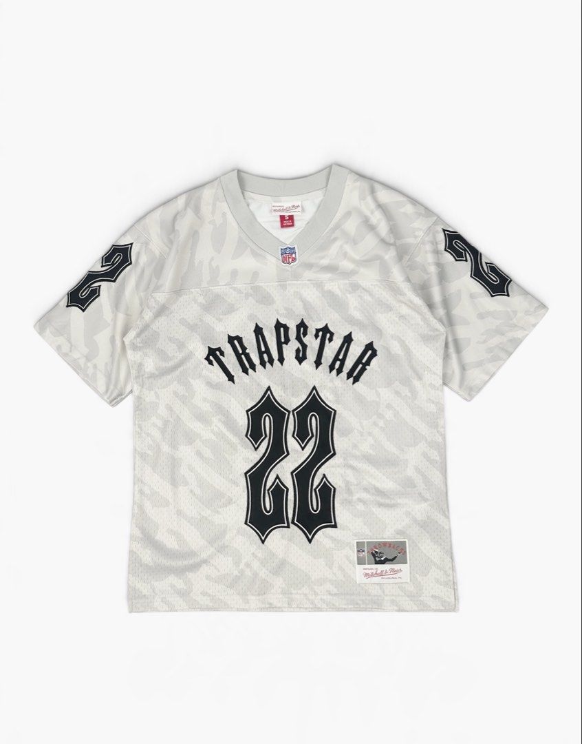 Trapstar x Mitchell & Ness (Category: Activewear) located in Manila. Submitted by draftdrops (Listing ID 1470939238, Image 1). Description: Super comfy jersey, printed design, collab and excellent condition Width :19 Length :15 Size:medium .