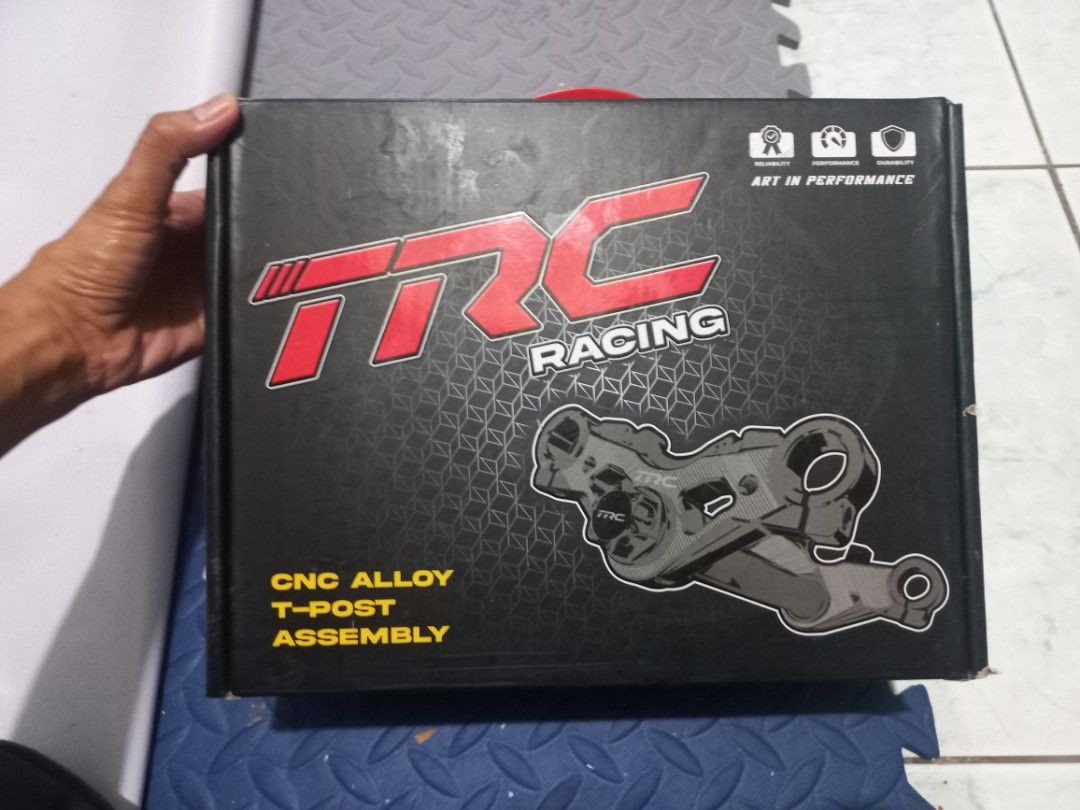 TRC Racing CNC Alloy T-Post Assembly and Fork (Category: Bicycles) located in San Fernando. Submitted by maryann_25 (Listing ID 1471117003, Image 2). Description: TRC Racing CNC alloy T-post assembly and S-Tech fork set. Silver finish, high quality machining for motorcycle performance upgrades. Original boxes included for both parts. Unused condition, stored properly inside packaging..