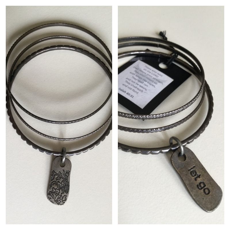 Trinity Bangles - Let go (Category: Bracelets) located in Cebu City. Submitted by 88tinkers.trove (Listing ID 1471040818, Image 1). Description: Tri-metal bangles in dark silver finish Charm: Let go .