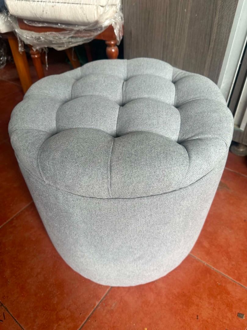 Tufted Ottoman (Category: Chairs) located in Paranaque City. Submitted by lafurnitureph (Listing ID 1471009050, Image 1). Description: Tufted Ottoman Diameter - 40cm Heigh - 40cm Fabric - Microfiber Fabric Color - Mid Grey Uratex Foam Price: 3,500 only Location: Paranaque For all made-to-order furniture, our payment terms are as follows: 50% Down Payment – Required upon order confirmation to begin production. 50% Balance Payment – Payable upon de