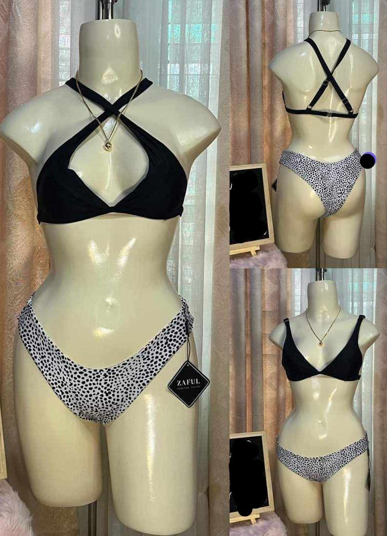 Two-piece bikini sets (size SMALL) (Category: Bikinis & Swimsuits) located in Taguig. Submitted by thesleepypanda000 (Listing ID 1470961330, Image 2). Description: Zaful White top & printed bottom - worn twice only Zaful black top & printed bottom - worn twice only Green bikini - worn once only (di ko na maalala yung brand) - Style: Two-piece high-waist bikini - Ideal for: Beach trips, pool lounging, and vacations location: Binan, Laguna.