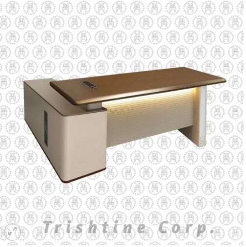 TXT-089 | Modern L-shape Executive Table (Category: Office Furniture & Fixtures) located in Caloocan City. Submitted by jim.trishtineofficefurnitures (Listing ID 1471001114, Image 1). Description: - Modern executive desk with a stylish two-tone finish - Warm wood-toned top paired with a built-in left-side storage cabinet - Integrated ambient lighting under the main desktop panel - Built-in cable management cutout for a clutter-free workspace - St