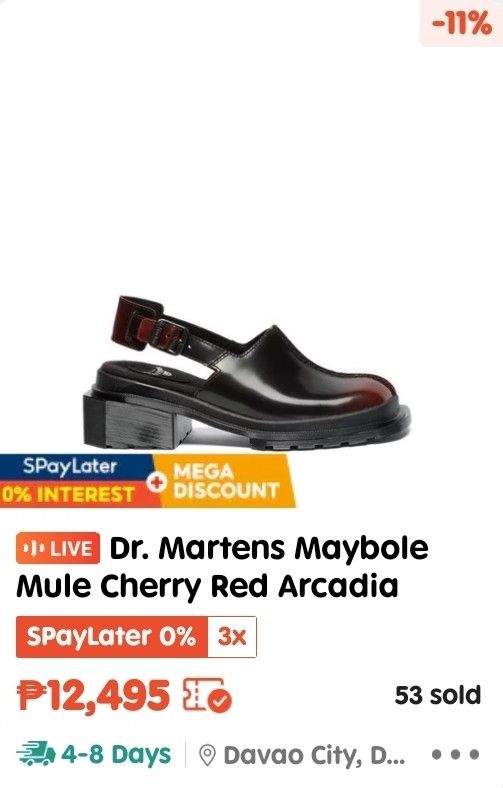 (UK 6) Dr. Martens Maybole Mule Cherry Red Arcadia (Category: Sandals) located in Paranaque City. Submitted by ughbrainrot (Listing ID 1470948496, Image 2). Description: FINAL PRICE USED ONCE.