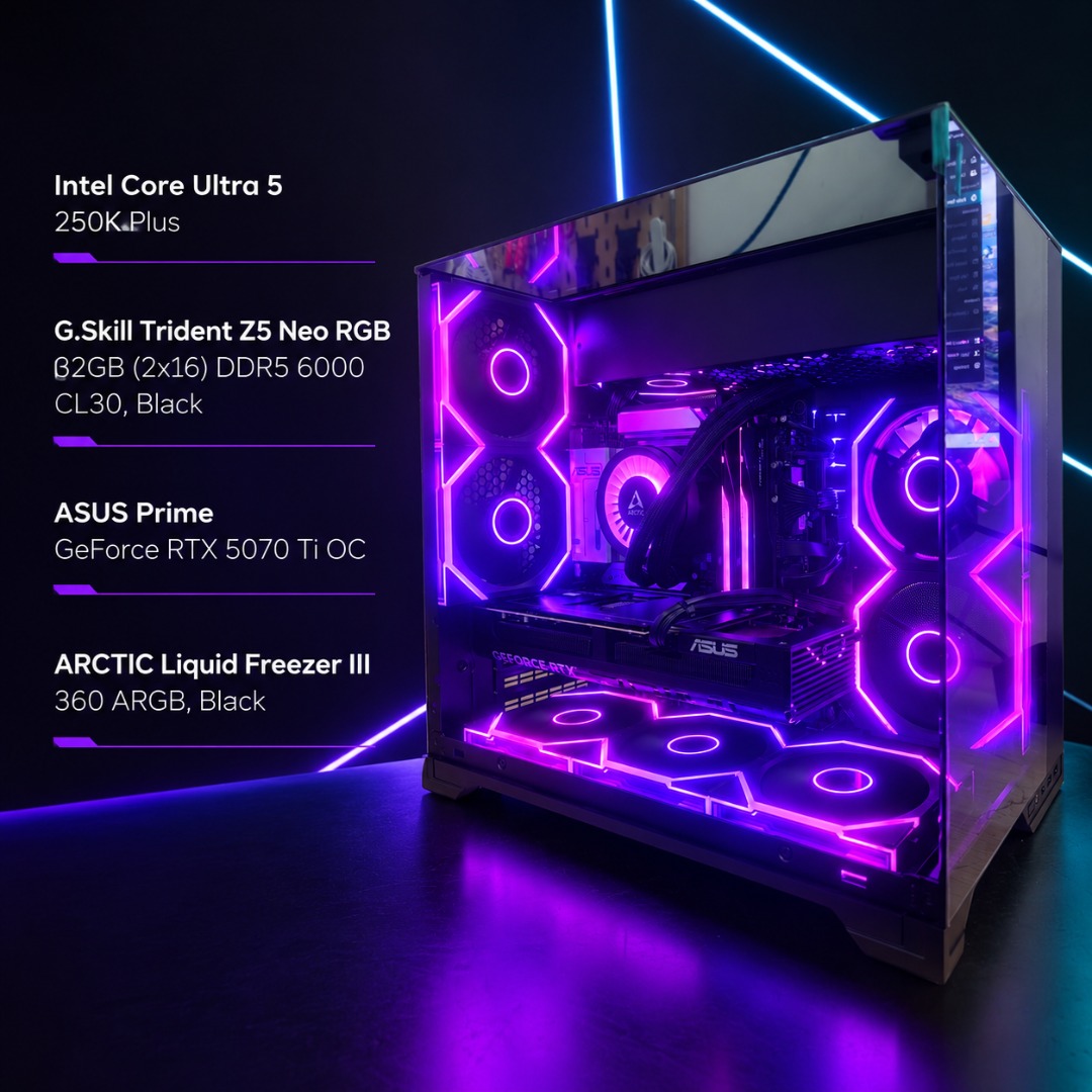 Ultra 5 250K 9800X3D RTX 5070 Ti CUSTOM Gaming PC RTX 5060 Ti RTX 5070 ...