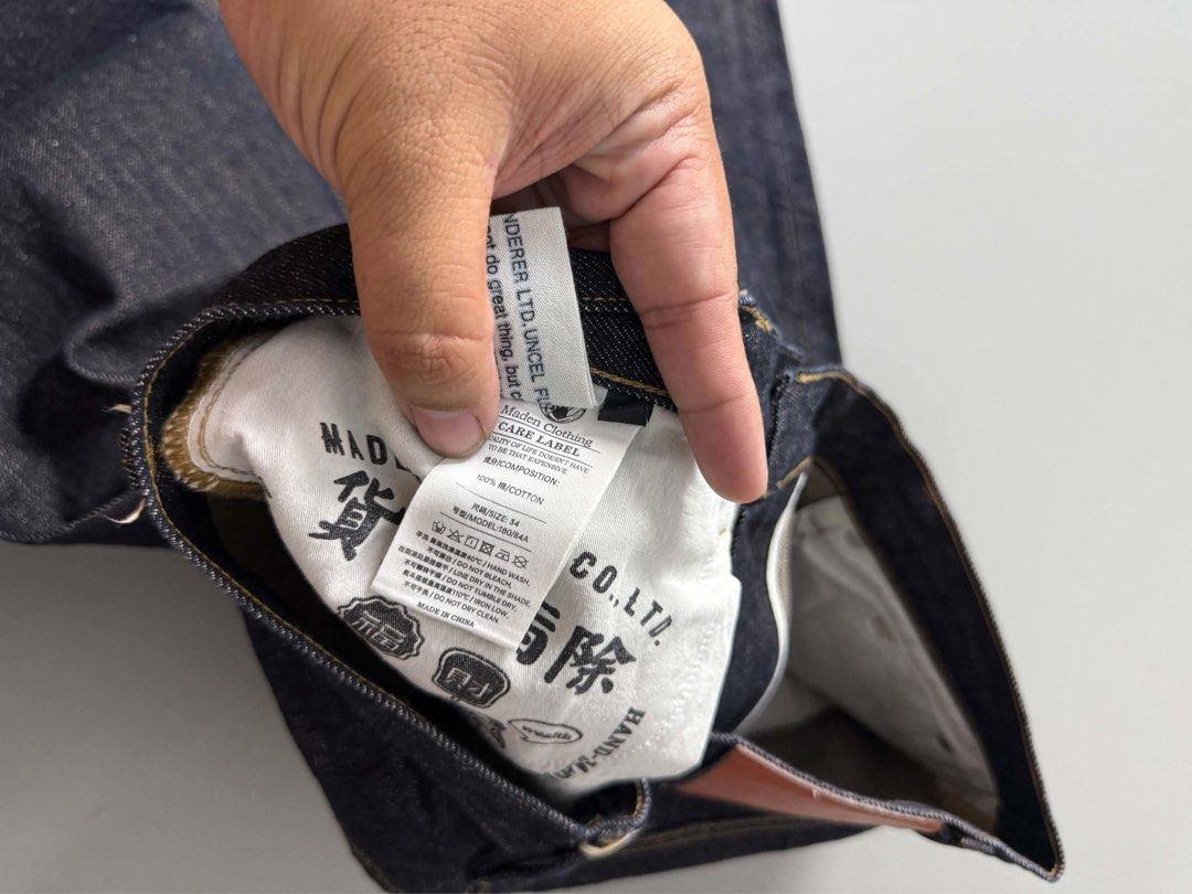 UNCLE FU SELVEDGE DENIM JEANS (Category: Jeans) located in Guagua. Submitted by sweetboyy (Listing ID 1471034782, Image 3). Description: UNCLE FU SELVEDGE DENIM JEANS EXCELLENT CONDITION SIZE 34 ON TAG DIMES: WAISTLINE 34 / LENGTH 39 / LEG OPENING 7.5.