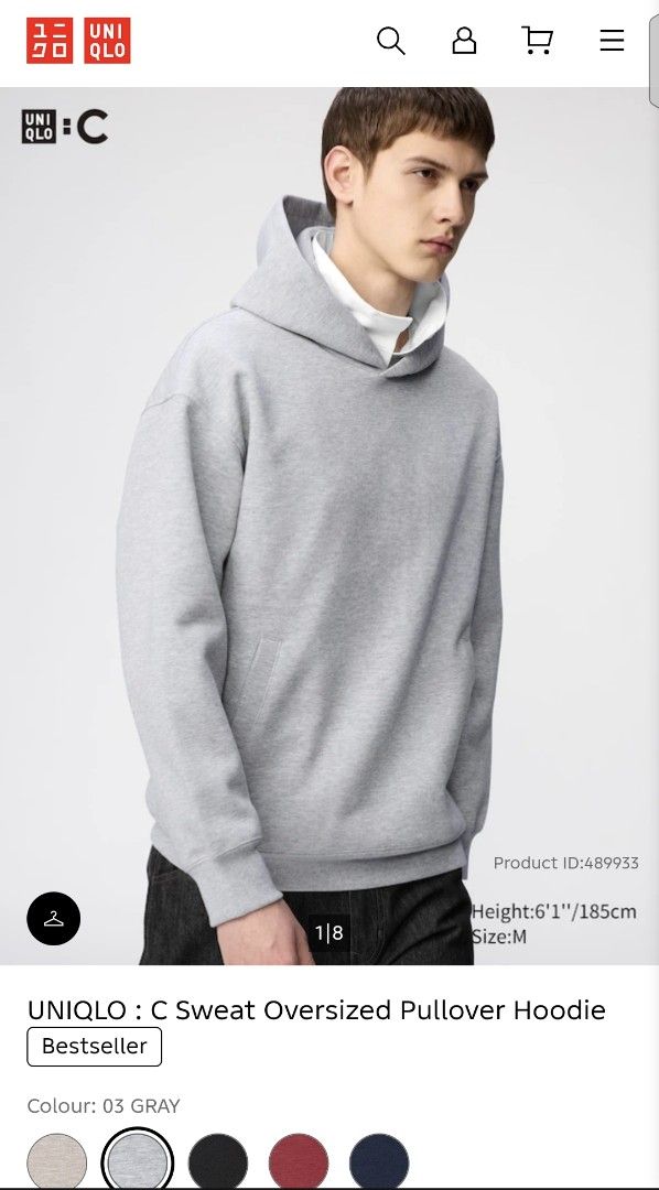 📌UNIQLO : C Sweat Oversized Pullover Hoodie (Category: Coats, Jackets and Outerwear) located in Antipolo. Submitted by simplehans (Listing ID 1471055739, Image 1). Description: ‎📌UNIQLO : C Sweat Oversized Pullover Hoodie ‎Size XL (Gray) ‎Width- 25 ‎Length- 28 ‎Excellent Condition (Cut tag) ‎Minimal scratch last pic not noticeable pogi pa nito.