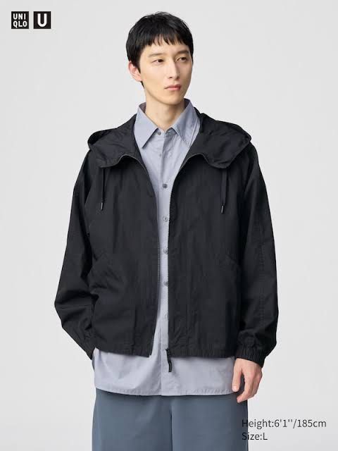 Uniqlo Men's Hooded Blouson (Category: Coats, Jackets and Outerwear) located in Angeles City. Submitted by queenromero (Listing ID 1471068720, Image 2). Description: width: 23" length: 24.5".
