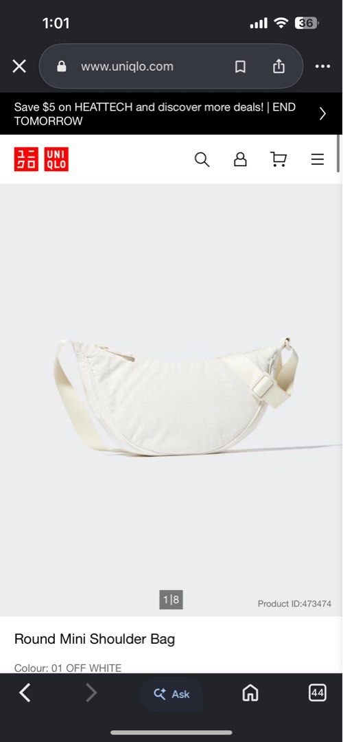 Uniqlo Round Mini Bag (Category: Cross-body Bags) located in Manila. Submitted by neloluu (Listing ID 1470975506, Image 3). Description: Uniqlo Round Mini Bag - Unisex - in very good condition - price slightly negotiable can do jnt or lalamove.