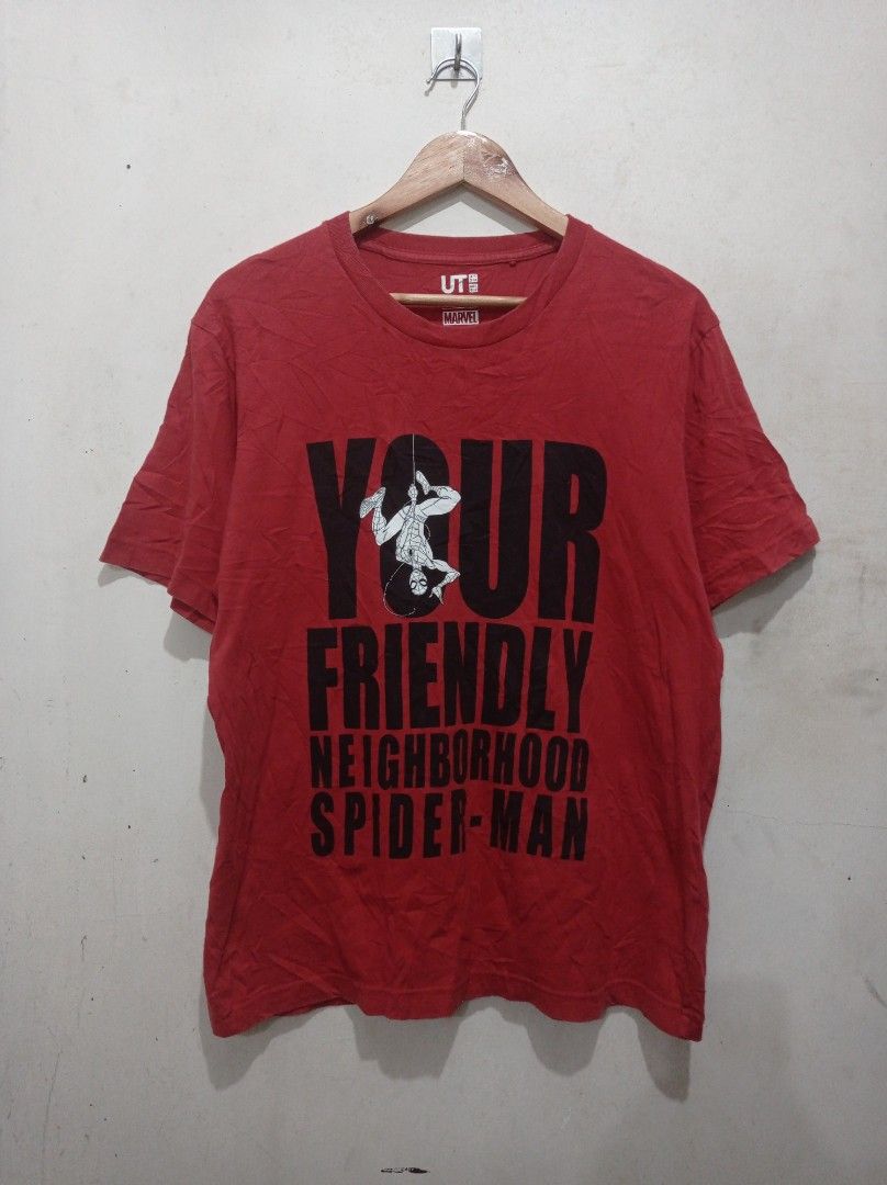 Uniqlo x Marvel's Spiderman (Category: Tshirts & Polo Shirts ) located in Pasig City. Submitted by pureselectionapparel (Listing ID 1470951168, Image 1). Description: Uniqlo x Marvel's Spiderman 🏷️ Large on tag (21W 28L) Very Good Condition Issue: Minimal lints only 300 plus ship Location: Pasig City.