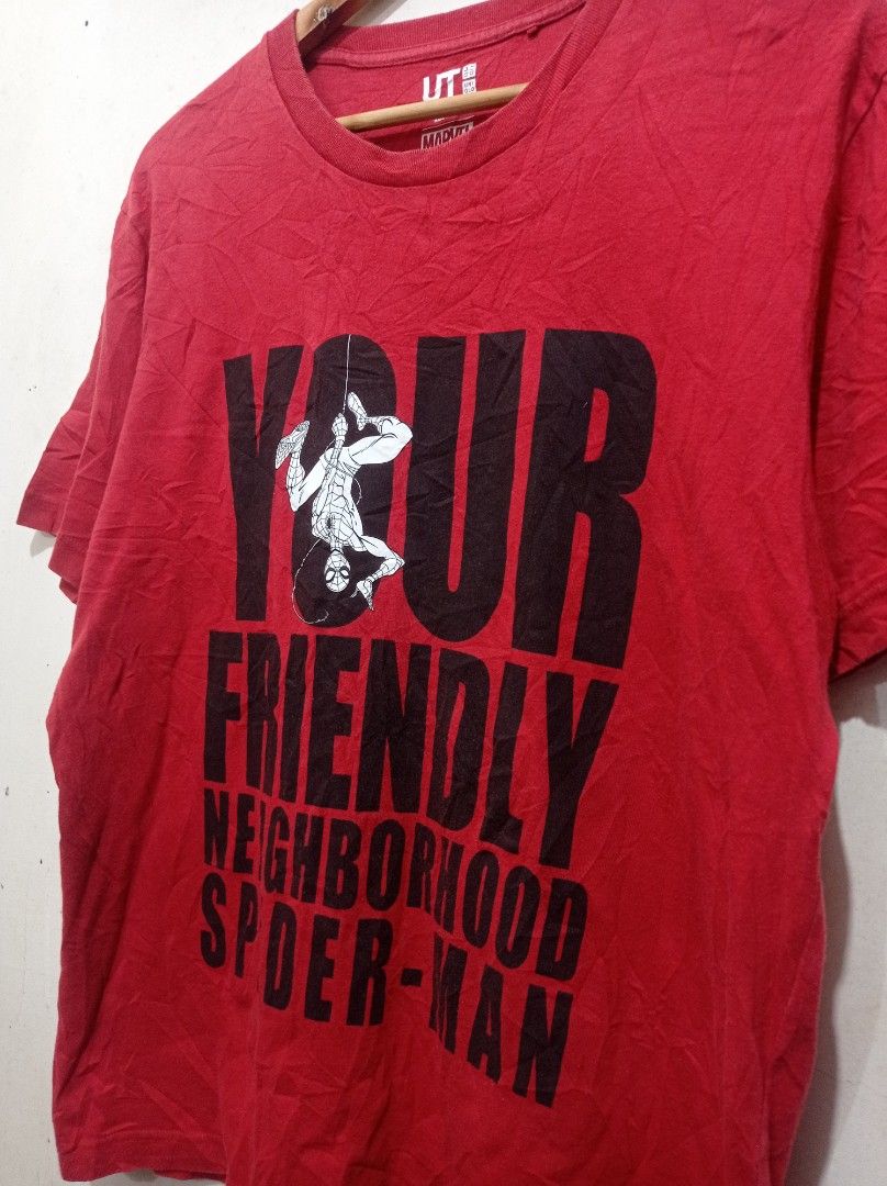 Uniqlo x Marvel's Spiderman (Category: Tshirts & Polo Shirts ) located in Pasig City. Submitted by pureselectionapparel (Listing ID 1470951168, Image 2). Description: Uniqlo x Marvel's Spiderman 🏷️ Large on tag (21W 28L) Very Good Condition Issue: Minimal lints only 300 plus ship Location: Pasig City.