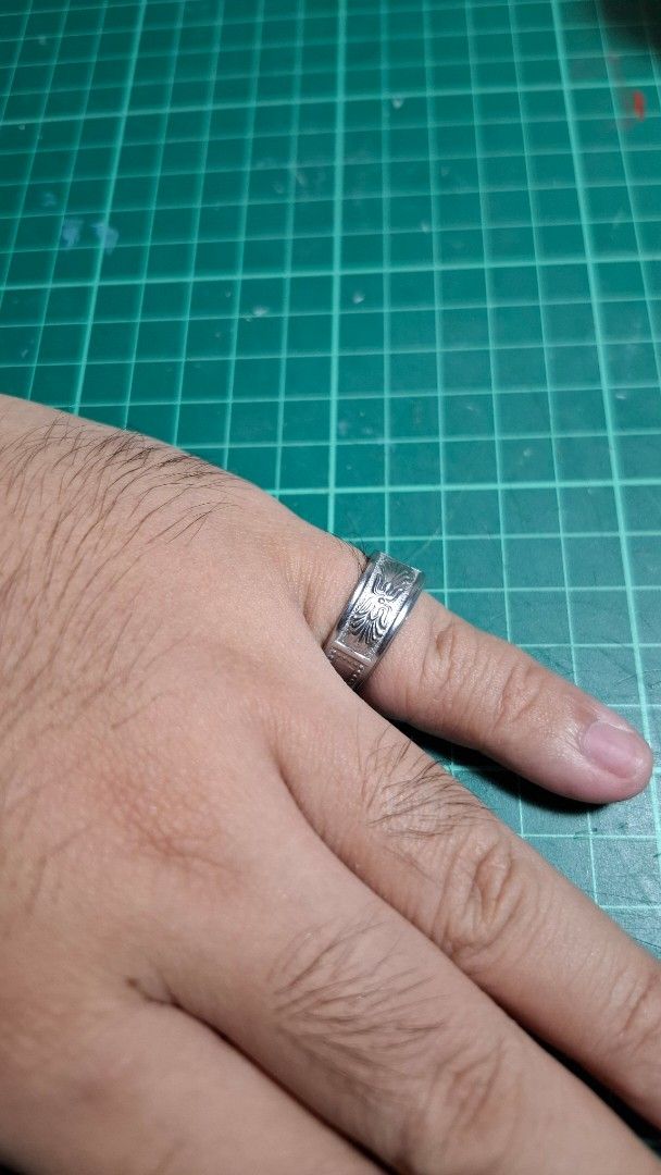 Upcycled cutlery ring stainless steel (Category: Rings) located in Valenzuela. Submitted by kneeko (Listing ID 1471059069, Image 2). Description: RINGS MADE FROM CUTLERY/KUBYERTOS Size (Inner Diameter) : approx. 19mm DIY rings from various types of cutlery sourced from ukays and surplus shops. Quality can vary, but will indicate flaws. Material is stainless steel. LAST PRICE POSTED! Colors of the item are not accurate to the photo due to lighting