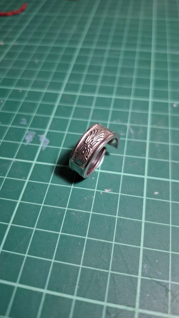 Upcycled cutlery ring stainless steel (Category: Rings) located in Valenzuela. Submitted by kneeko (Listing ID 1471059069, Image 1). Description: RINGS MADE FROM CUTLERY/KUBYERTOS Size (Inner Diameter) : approx. 19mm DIY rings from various types of cutlery sourced from ukays and surplus shops. Quality can vary, but will indicate flaws. Material is stainless steel. LAST PRICE POSTED! Colors of the item are not accurate to the photo due to lighting