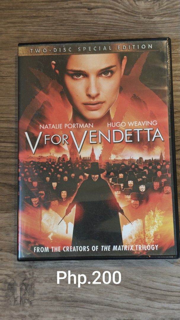 V For Vendetta Two-Disc Special Edition DVD (Category: CDs & DVDs) located in Cabuyao City. Submitted by stchristian (Listing ID 1471117034, Image 1). Description: V for Vendetta Two-Disc Special Edition DVD Starring: Natalie Portman and Hugo Weaving.