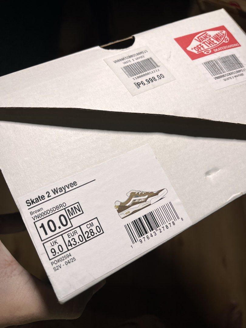 Vans Skate 2 Wayvee Brown Size 10.0 (Category: Sneakers) located in Consolacion. Submitted by archerowar_20 (Listing ID 1471094252, Image 2). Description: - Item: Vans Skate 2 Wayvee - Color: Brown with contrast stitching - Size: 10.0 US Men's / 9.0 UK / 43.0 EUR / 28.0 cm - Material: Suede and mesh upper panels with white rubber toe cap and midsole - Condition: Brand new with tags attached - Inclusion: Original box included.