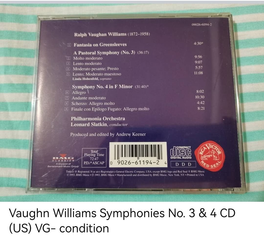 Vaughn Williams Symphonies No. 3 & 4 CD (unsealed) (Category: CDs & DVDs) located in Dangcagan. Submitted by cd_haven5 (Listing ID 1471013177, Image 2). Description: #FORSALE #FORSALE #FORSALE #Authentic #Legit #Original We only sell original items. All items posted are on hand. Please message me for availability of the item/s because the items are also posted on my other online stores. All items are imported unless stated PH. We also accept Pre-