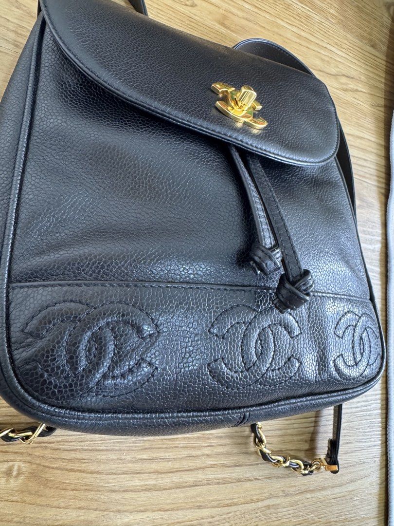 Vintage Chanel Caviar Backpack (Small in Black) (Category: Luxury Bags & Wallets) located in Quezon City. Submitted by vickyts43 (Listing ID 1470946055, Image 2). Description: Authentic vintage Chanel Caviar Backpack in Small size (black) -untouched (not recolored/no touch up) - no flaws/ in excellent vintage condition - comes with Certificate of Authenticity.