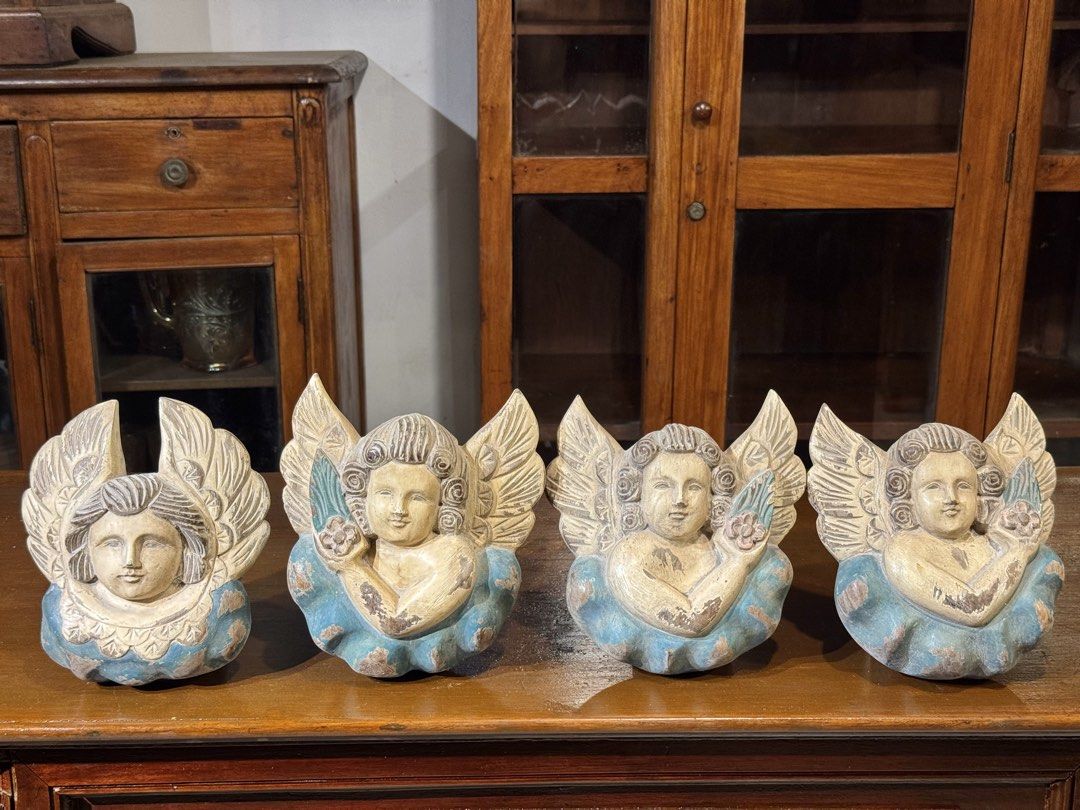 Vintage Cherub Querubin Wood Wall Display Decor (Category: Vintage Collectibles) located in Manila. Submitted by sinaunang_gamit (Listing ID 1470984473, Image 1). Description: Vintage Cherub Querubin Wood Wall Display Height : 9.5 inches All wood Loc: 6th ave caloocan ₱2k each .