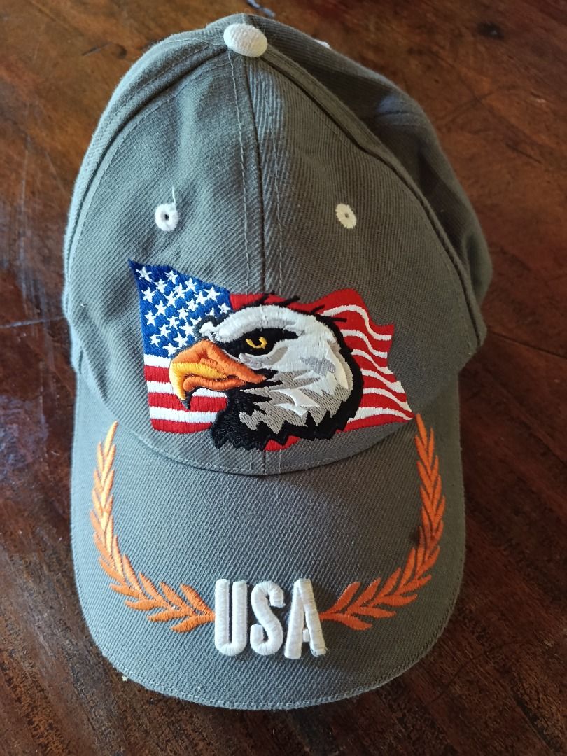 Vintage Embroidered USA CAP. (Embroidery) (Category: Caps & Hats) located in Dimiao. Submitted by knsclothingapparel_2025 (Listing ID 1470972449, Image 2). Description: #American Eagle with American flag cap #Embroidered design #sign of use but no flaws pinhole and discoloration # balikbayan box from USA #Origin of goods USA.
