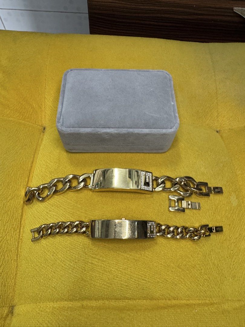 Vintage Guess Watch His & Hers (Category: Luxury Watches) located in Manila. Submitted by rnc.shop (Listing ID 1471006494, Image 2). Description: His & Hers Guess Gold-Tone Industrial Cuff Chain Bracelet Watch Pristine condition Manila pickup location .