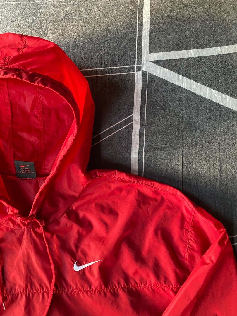 Vintage nike Red windbreaker (Category: Coats, Jackets and Outerwear) located in Manila. Submitted by raymondrob54698 (Listing ID 1471046864, Image 2). Description: Size medium on tag 25x27.