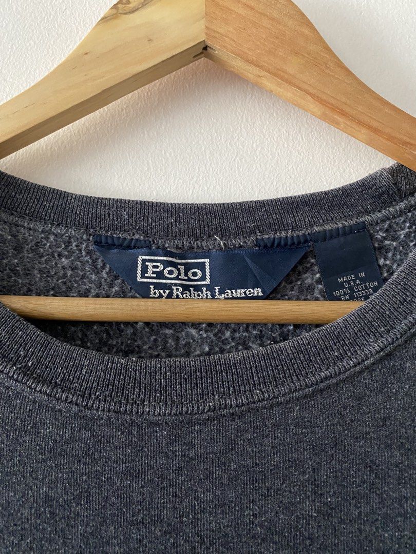 Vintage Ralph Lauren Dark Gray Basic Logo Sweater (Category: Coats, Jackets and Outerwear) located in Quezon City. Submitted by rlphvncntbs (Listing ID 1470990910, Image 3). Description: Vintage Ralph Lauren Dark Gray Basic Logo Sweater Size: Fits Boxy Large Measurements: 23.5" x 27" Excellent Condition ₱2,500 + SF (Negotiable).