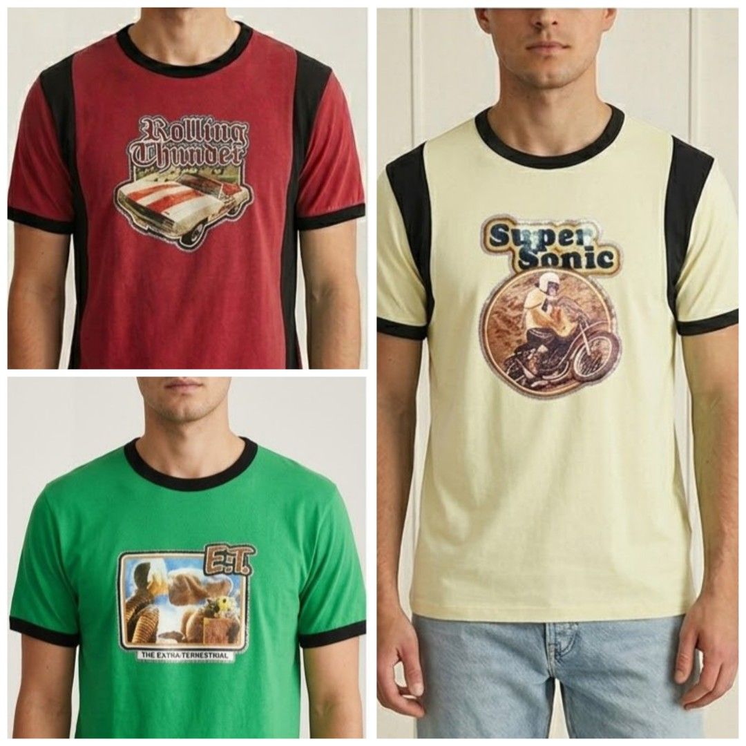 Vintage Style Shirts for Men (Category: Tshirts & Polo Shirts ) located in Las Pinas. Submitted by apples_here (Listing ID 1471054798, Image 1). Description: New Vintage Style Imported Fits: Small to Medium Comfortable Fabric Variations: - Rolling Thunder - (Red, Cream and Green) - Super Sonic - (Red and Cream) - ET - (Green) 100% Cotton *Limited Stocks only Location: Las Pinas Area.