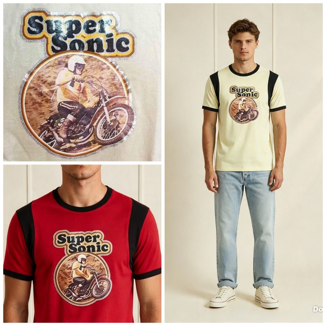 Vintage Style Shirts for Men (Category: Tshirts & Polo Shirts ) located in Las Pinas. Submitted by apples_here (Listing ID 1471054798, Image 3). Description: New Vintage Style Imported Fits: Small to Medium Comfortable Fabric Variations: - Rolling Thunder - (Red, Cream and Green) - Super Sonic - (Red and Cream) - ET - (Green) 100% Cotton *Limited Stocks only Location: Las Pinas Area.