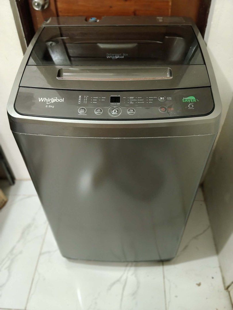 Whirlpool Automatic Washing Machine (Category: Washing Machines and Dryers) located in Rosario. Submitted by mira33396 (Listing ID 1470985483, Image 1). Description: Like Brand New! -Whirlpool Brand -Top load automatic washing machine -Sobrang kinis last May 2026 Iang nabili - No issue - Makinis na makinis pa parang bago - 8.8kg capacity - May konti pang tawad, pass sa too low ballers -pick up or lalamove Location: San agustin, Trece Martires Cit