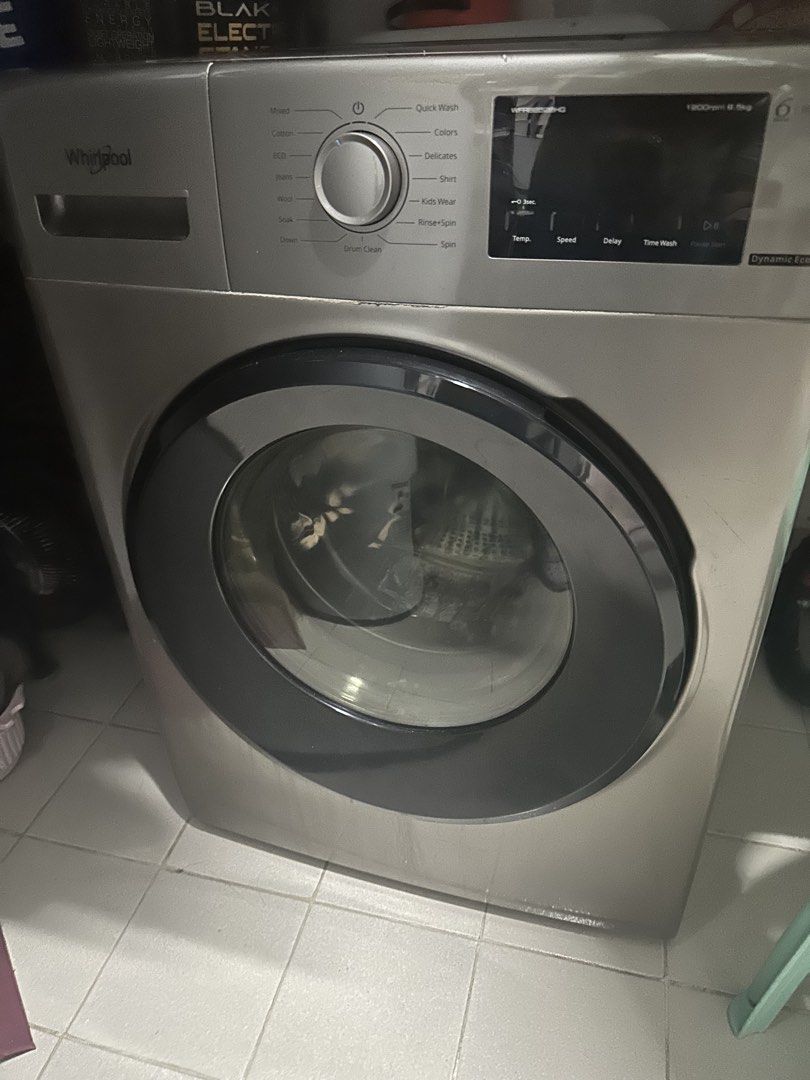 whirlpool washing machine inverter front load 8.5kg (Category: Washing Machines and Dryers) located in Manila. Submitted by pbum168 (Listing ID 1470983263, Image 1). Description: front load issue: ayaw na mag spin minsan .