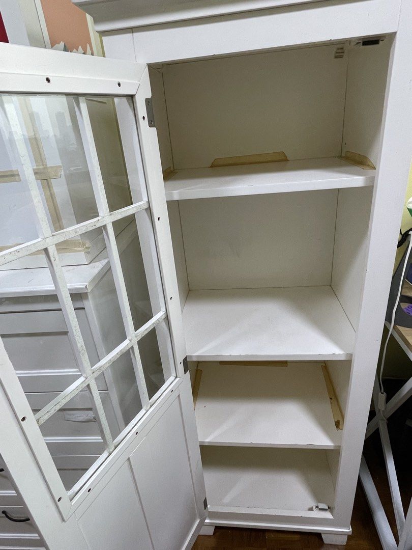 White Glass Door Display Cabinet Storage Unit, Furniture & Home Living ...