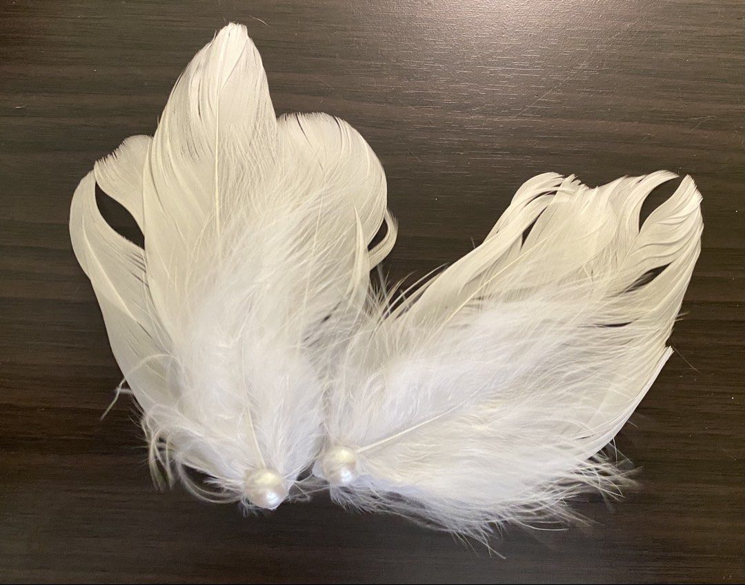 white swan feather hair clip (Category: Hair Accessories) located in Manila. Submitted by luvliez (Listing ID 1470942563, Image 1). Description: ! never been used ! worn once for photos, still clean and fluffy ! hair clip ! bought for 90 pesos ! for white swan costume, cosplay, halloween.