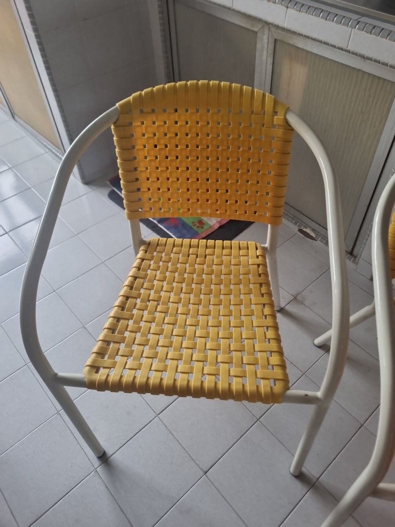 Woven Stackable Chairs Red Yellow Metal Frame, Furniture & Home Living ...