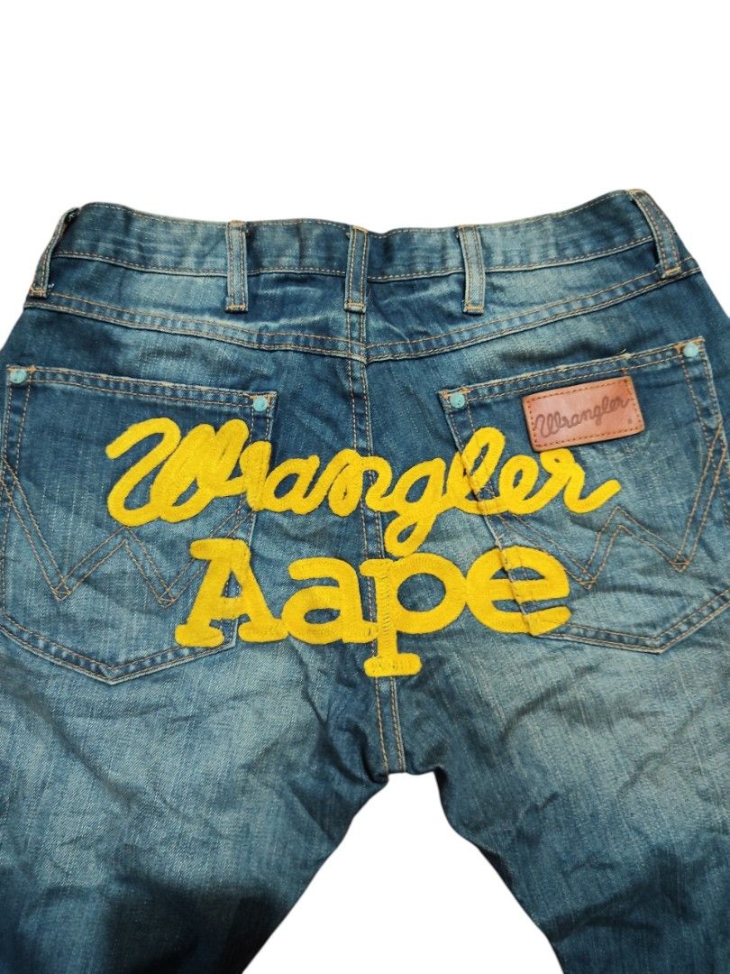 Wrangler x Aape (Category: Jeans) located in Manila. Submitted by fastwolf.448c81 (Listing ID 1470937656, Image 1). Description: 31-32 waist size.