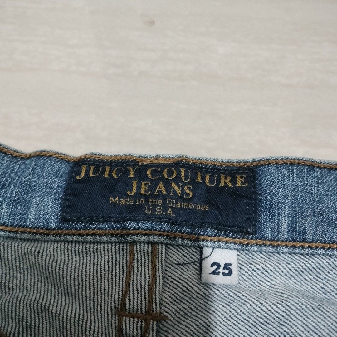 Y2K JUICY COUTURE FLARED JEANS (Category: Jeans) located in Sariaya. Submitted by social_animalz (Listing ID 1471089594, Image 3). Description: waist: 28 length: 37 leg opening: 9.25 with distress sa hem shipping fee is not included.