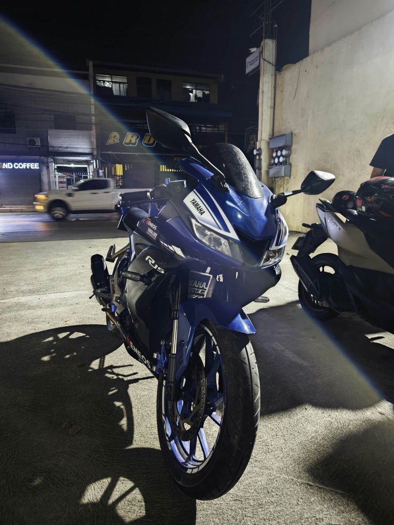 Yamaha R15 v3 (Category: Motorbikes for Sale) located in Bocaue. Submitted by barrygood_thrift (Listing ID 1470990483, Image 1). Description: Yamaha R15 v3 80k negotiable 5k odo 2017 last registered may complete OR CR with License Plate No issue aside sa fairings pero minimal lang test to sawa very good condition rfs: need funds pm for more info bulacan area.