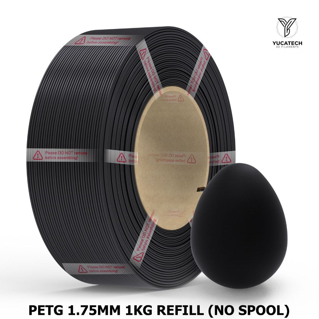 Yucatech PETG 1.75mm 1kg Refill No Spool Black (Category: Everything Else Others) located in Caloocan City. Submitted by luckyowl.a7a324 (Listing ID 1471115864, Image 1). Description: - Brand: Yucatech 3D Filament Refill - Material: PETG - Diameter: 1.75mm - Weight: 1kg spoolless roll (Masterspool format) - Color: Solid Black - Packaging: Eco-friendly, zero waste, factory sealed with warning tapes intact - Compatibility: Works with standard reusa
