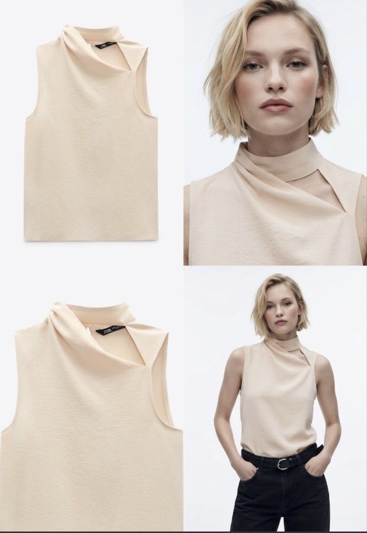 ZARA DRAPE CUT OUT TOP SMALL (Category: Blouses) located in Paranaque City. Submitted by brandedlab (Listing ID 1471089300, Image 1). Description: .