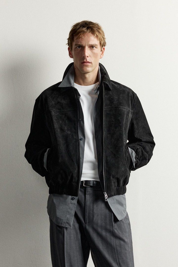 Zara Fit Suede Leather Jacket (Category: Coats, Jackets and Outerwear) located in Makati City. Submitted by andoypakoykoy (Listing ID 1471028086, Image 2). Description: •all genuine goat leather •used once for event •M40 - Large also fits in.