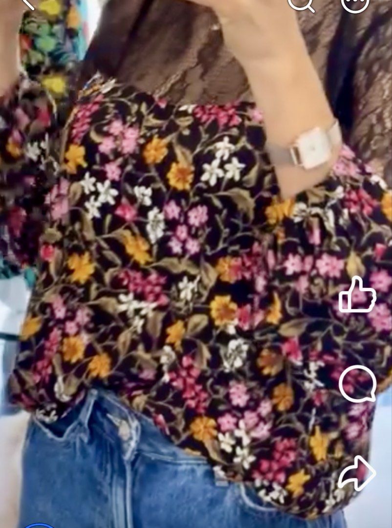 Zara Floral Top (Category: Blouses) located in Quezon City. Submitted by ysabellashoppe (Listing ID 1471041907, Image 2). Description: Like new condition Zara Floral Top, mesh shoulder. Size Medium..